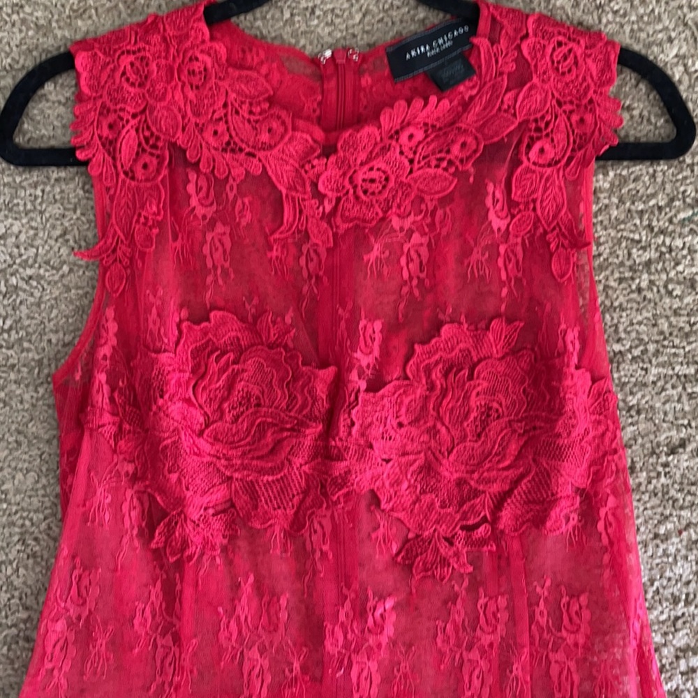 AKIRA Red Lace Mini Dress - Picture 2 of 3